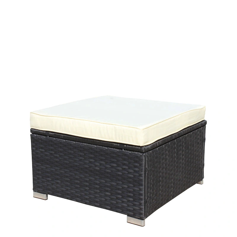 Ensemble de canapé d'angle d'extérieur en rotin synthétique 5 pièces avec table basse et coussins imperméables