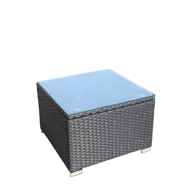 Ensemble de canapé d'angle d'extérieur en rotin synthétique 5 pièces avec table basse et coussins imperméables