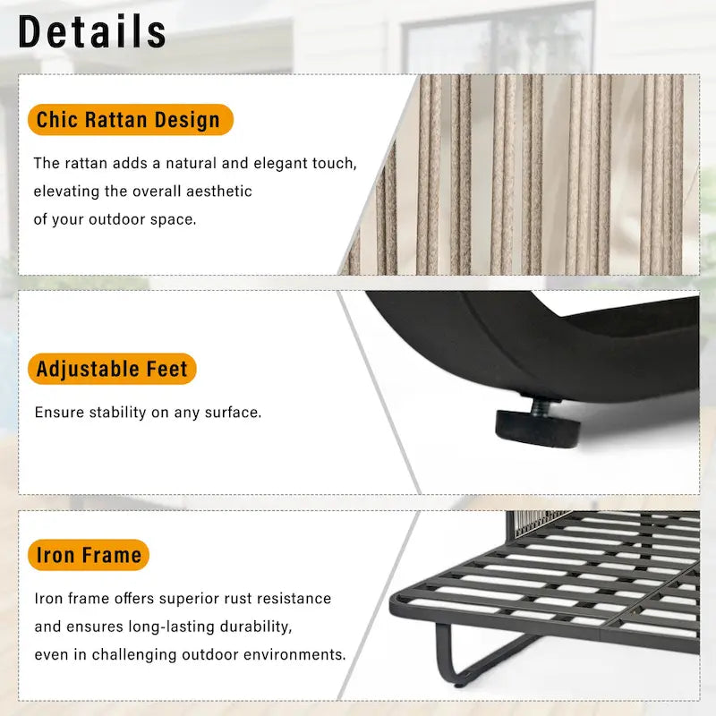 57 Outdoor Patio Rattan Daybed Sunbed with Retractable Canopy and Pillows