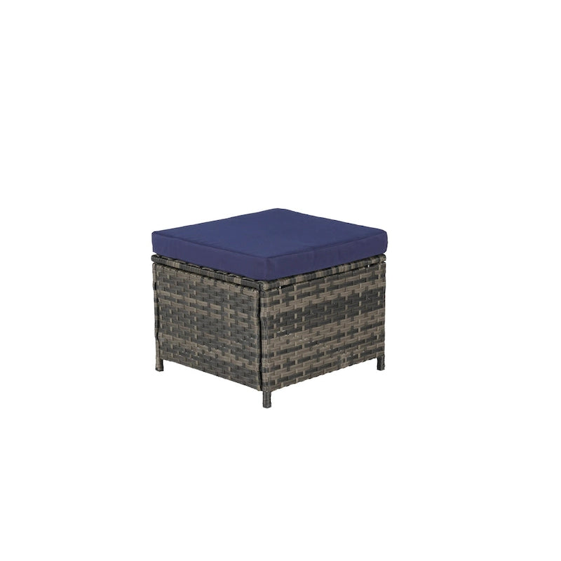 Ensemble de canapés de jardin 3 pièces avec ottomans, en osier toutes saisons