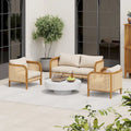 Christopher Knight Home - Ensemble de conversation 3 pièces Torres en bois d'acacia avec coussins pour l'extérieur