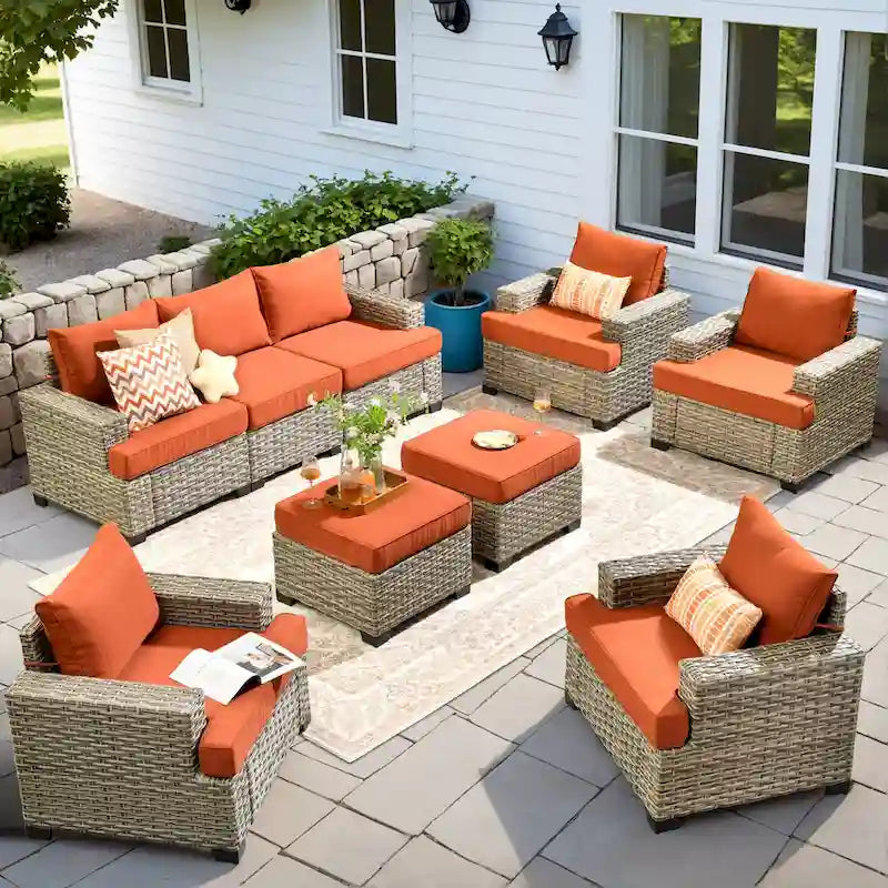 XIZZI 9-piece Patio Furniture Set Outdoor Wicker Chair