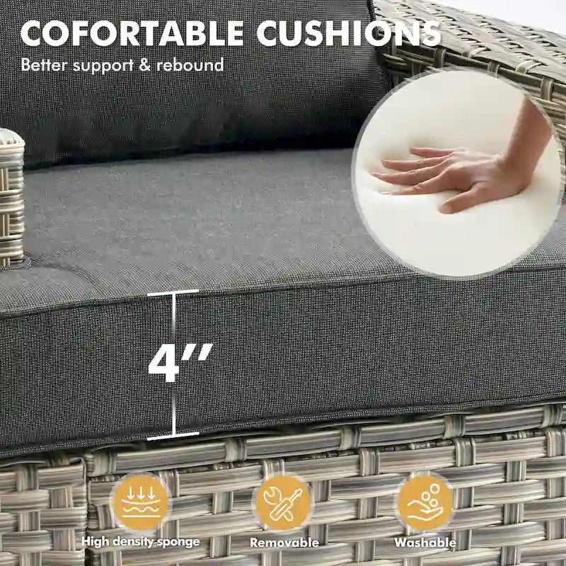 Ensemble de mobilier de patio 9 pièces XIZZI avec chaises en osier d'extérieur