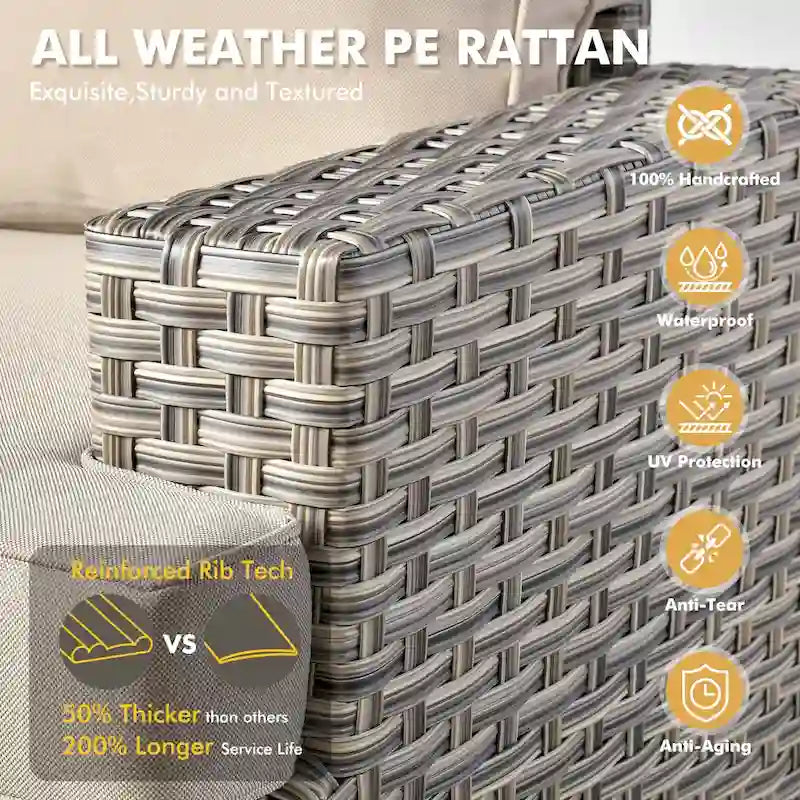 Ensemble de mobilier de patio 9 pièces XIZZI avec chaises en osier d'extérieur