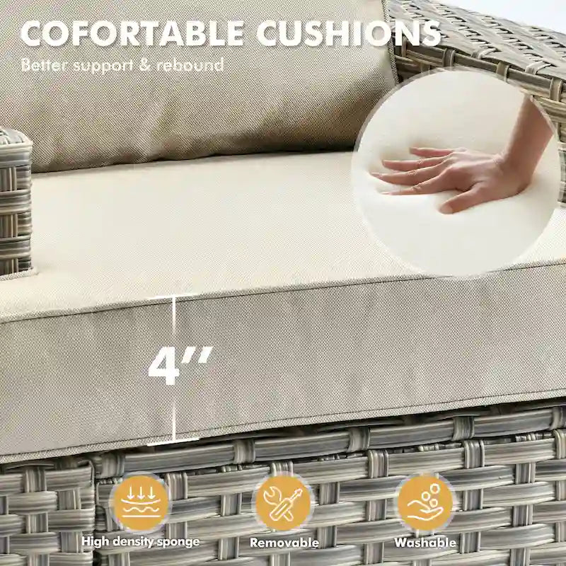 Ensemble de mobilier de patio 9 pièces XIZZI avec chaises en osier d'extérieur