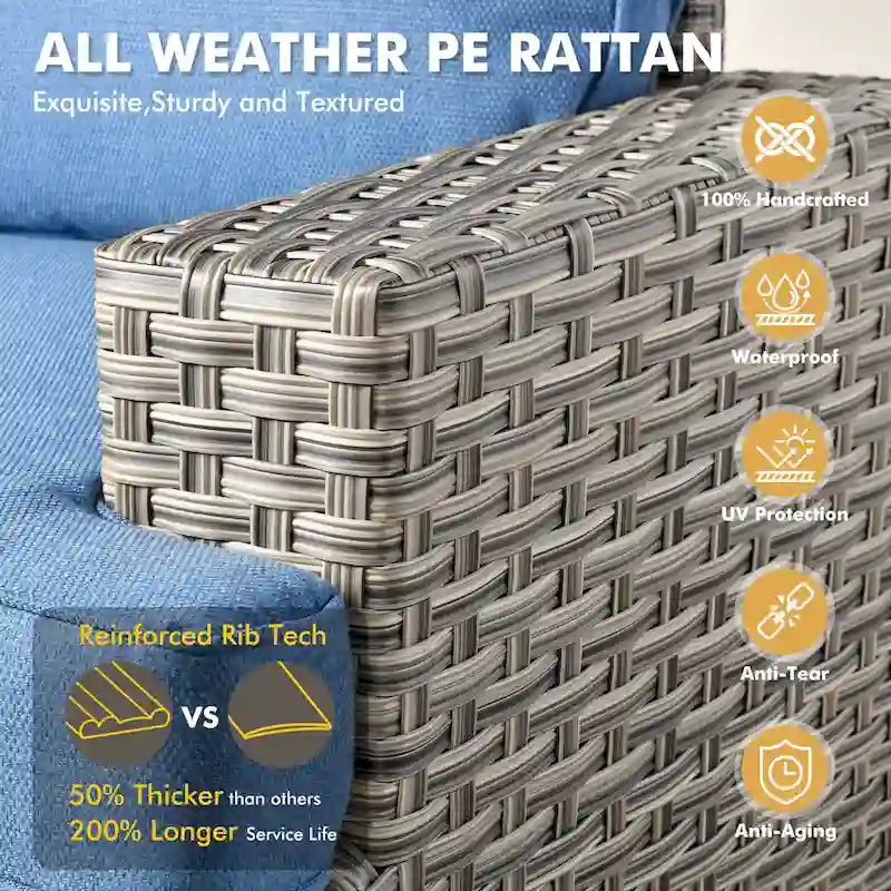 Ensemble de mobilier de patio 9 pièces XIZZI avec chaises en osier d'extérieur