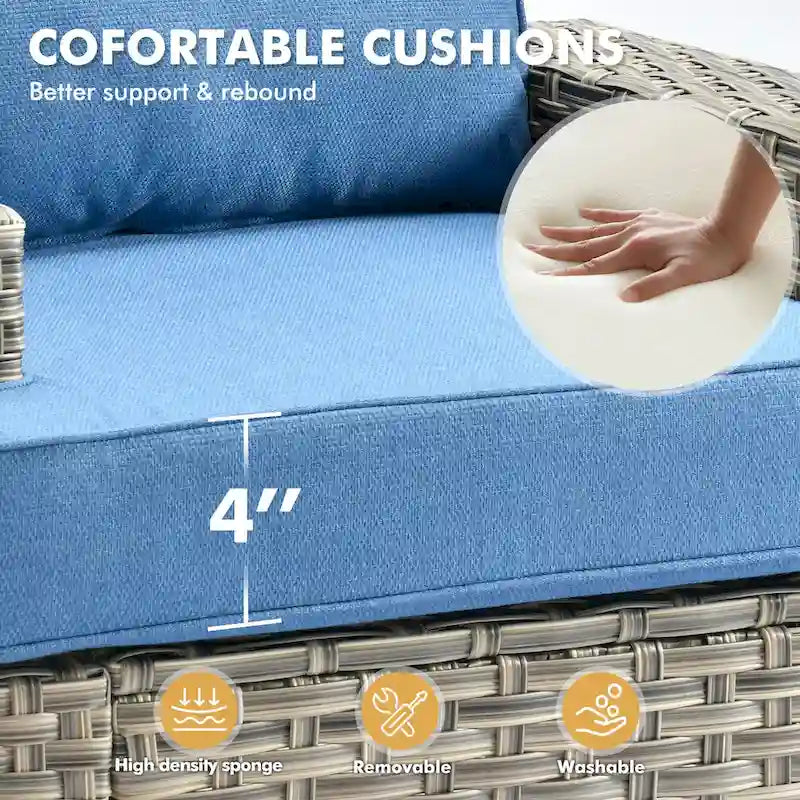 Ensemble de mobilier de patio 9 pièces XIZZI avec chaises en osier d'extérieur
