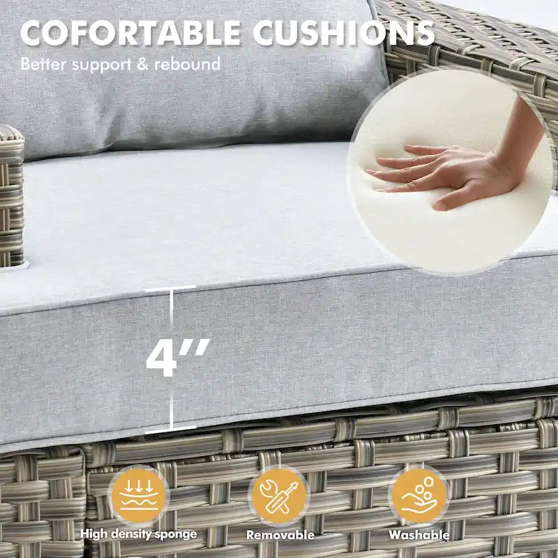 Ensemble de mobilier de patio 9 pièces XIZZI avec chaises en osier d'extérieur