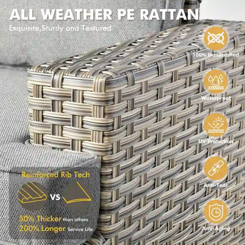 Ensemble de mobilier de patio 9 pièces XIZZI avec chaises en osier d'extérieur