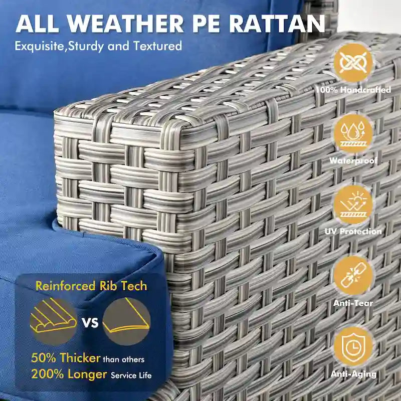 Ensemble de mobilier de patio 9 pièces XIZZI avec chaises en osier d'extérieur