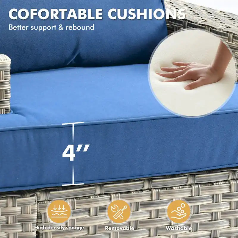 Ensemble de mobilier de patio 9 pièces XIZZI avec chaises en osier d'extérieur