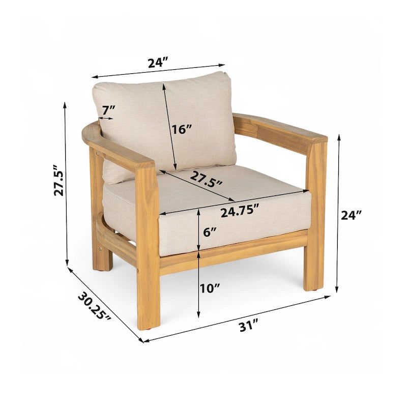 Christopher Knight Home-Chaise Club en Bois d'Acacia Zed pour Patio