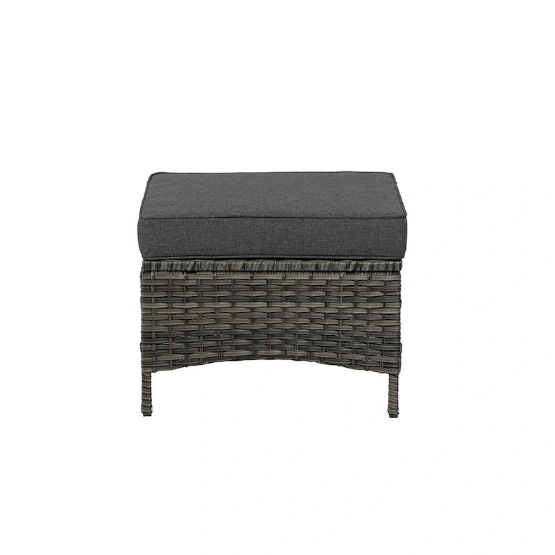 Salon de jardin en rotin avec canapé modulable et pouf