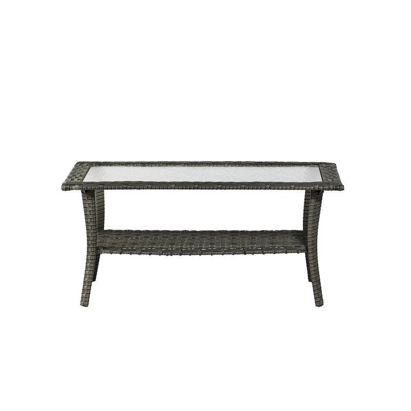Salon de jardin en rotin avec canapé modulable et pouf