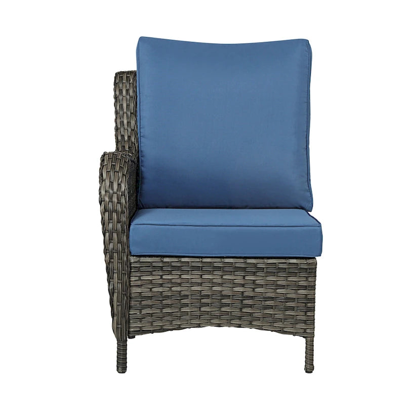 Salon de jardin en rotin avec canapé modulable et pouf