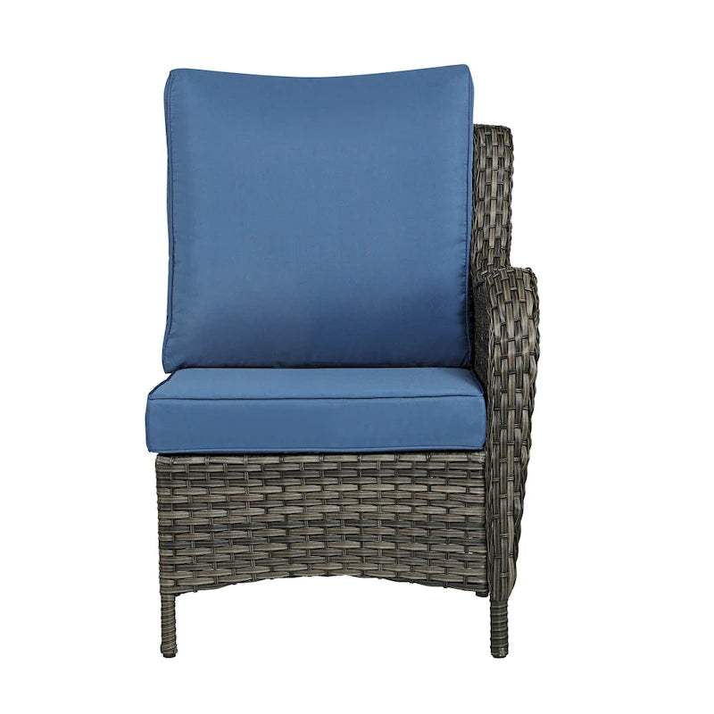 Salon de jardin en rotin avec canapé modulable et pouf