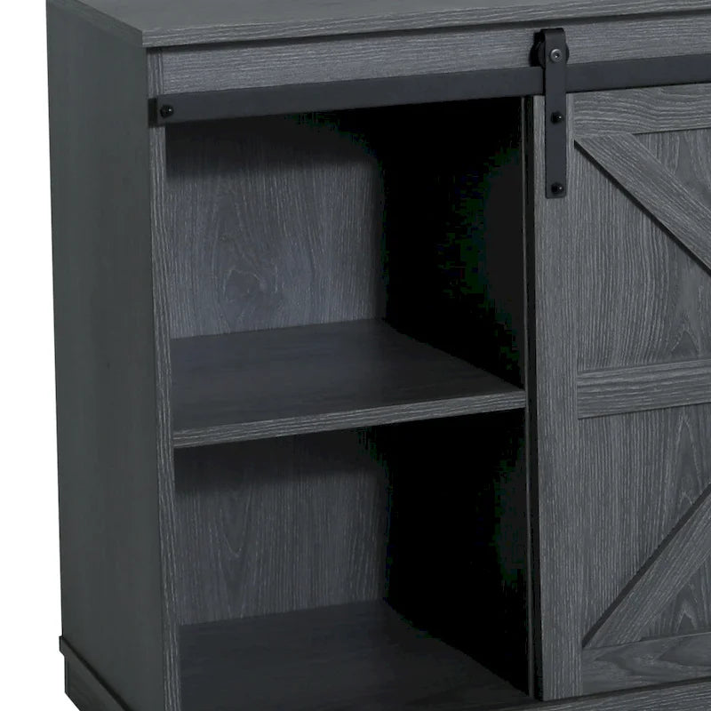 Farmhouse Wood TV Stand with Sliding Barn Door