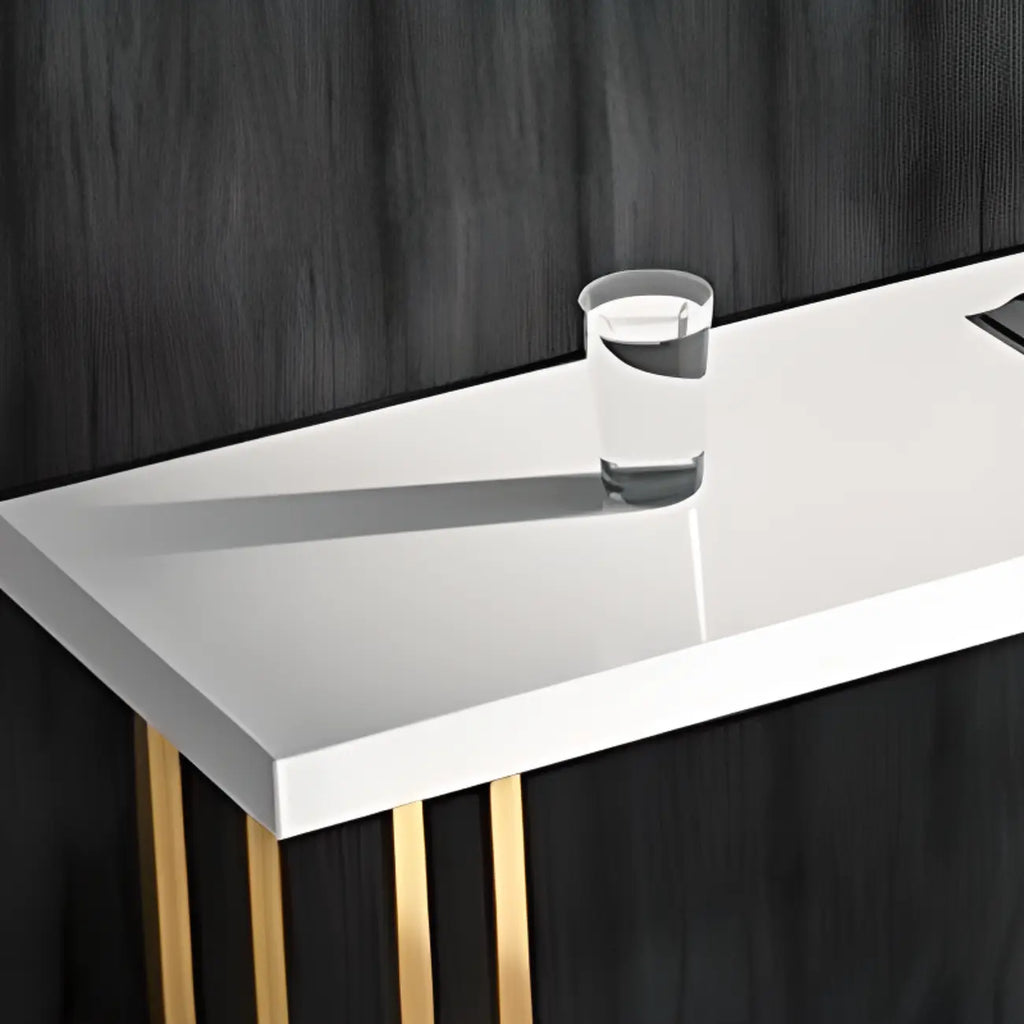 Luxury Rectangle Wooden Bar Table Gold Sled Base for Dining