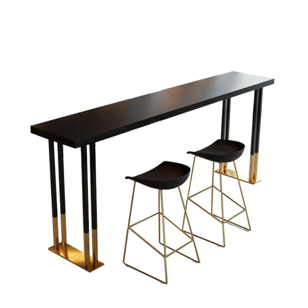Luxury Rectangle Wooden Bar Table Gold Sled Base for Dining