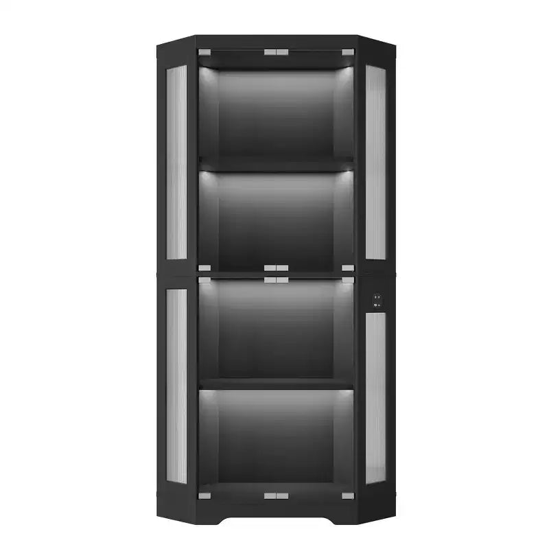 Glass Display Cabinet, 4-Tier Curio Cabinets, Corner Curio Cabinets for Collectibles/Toys/Books, Storage Cabinets for Living Room
