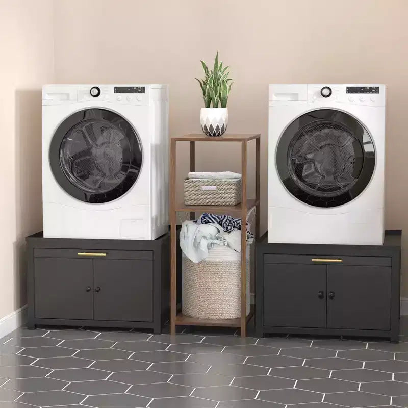 Piedestal de laveuse et sécheuse en métal robuste noir/blanc – Unité simple, anti-vibration