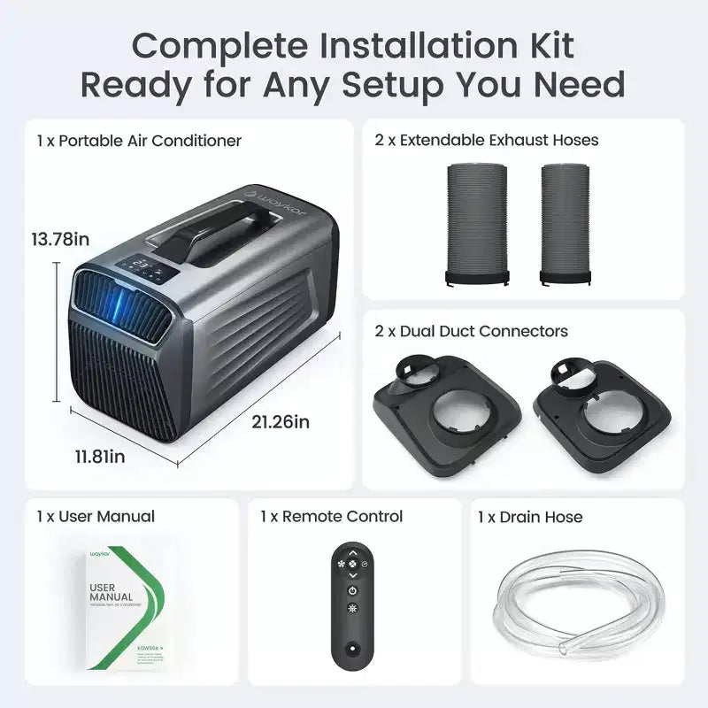Waykar 5000 BTU 3-in-1 Portable Air Conditioner with Dehumidifier and Remote Control for Tent, Camping & RV