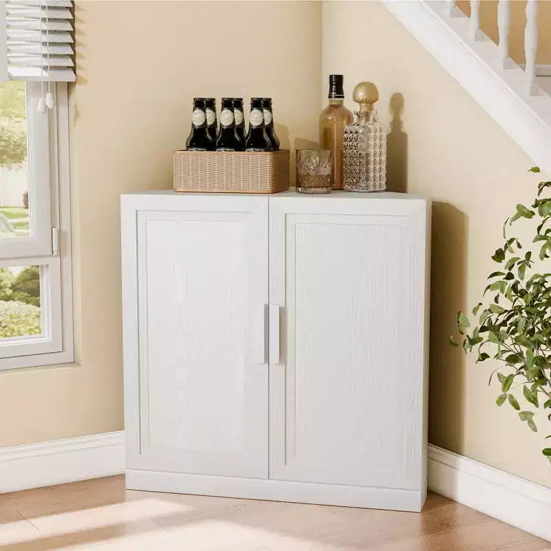 Dovelina Corner Cabinet with Adjustable Shelves Sideboard Buffet Wine Cabinet Kitchen and Dining Cabinet with Wood Doors - 31H x 31W, 36H x 31W