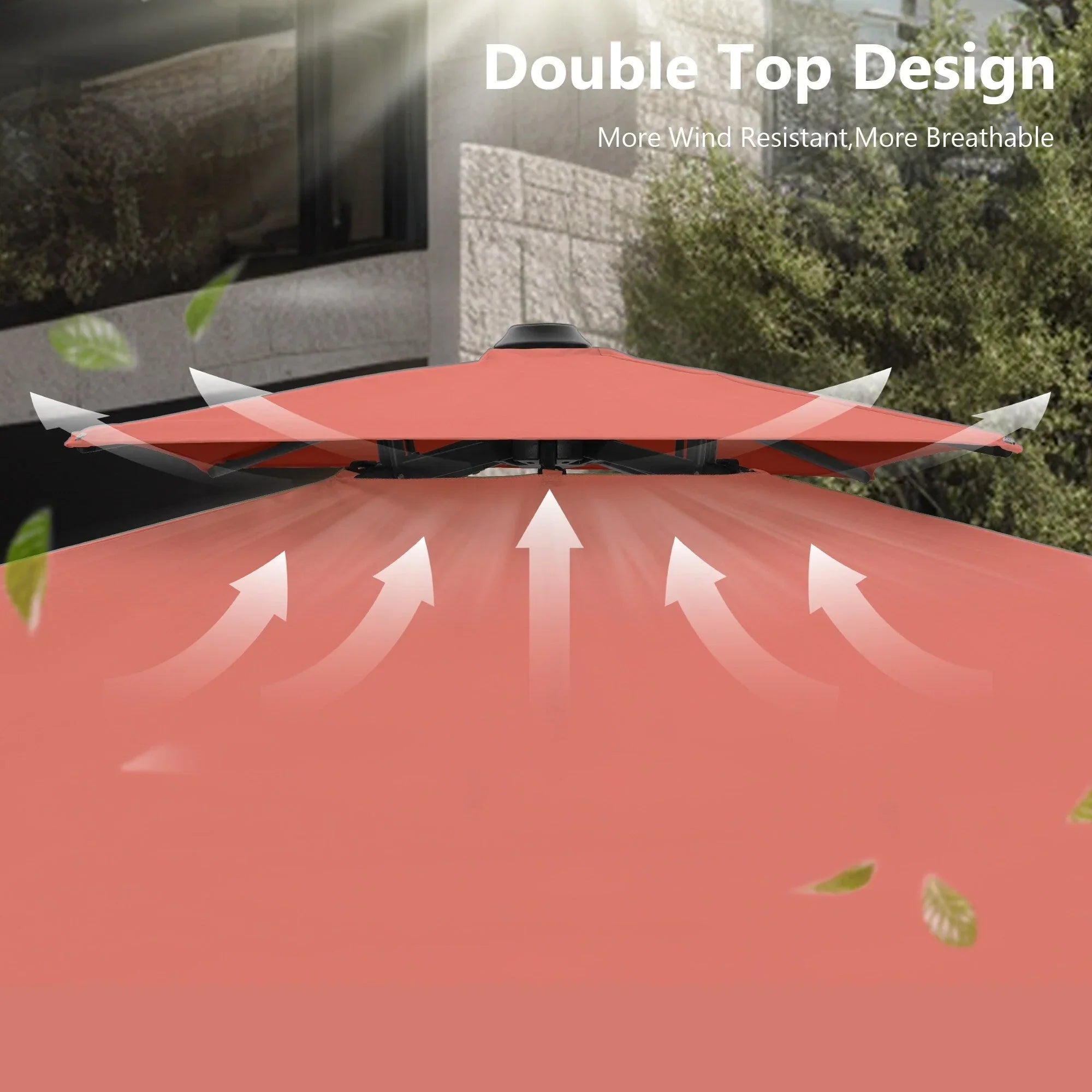 MAISON ARTS 12 FT Automatic Hydraulic Cantilever Umbrella Aluminum Pole 360 Degree Rotation
