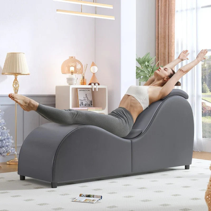 Mixoy Indoor Yoga Chair,Curved Yoga Chaise Lounge Chair for Adults Stretching Exercising Relaxing