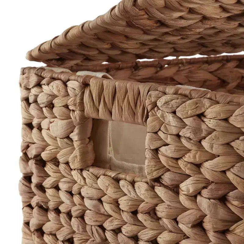 Panier à linge Casafield à 2 sections avec couvercle et sacs de doublure amovibles, trieur de linge tressé en jacinthe d'eau pour vêtements