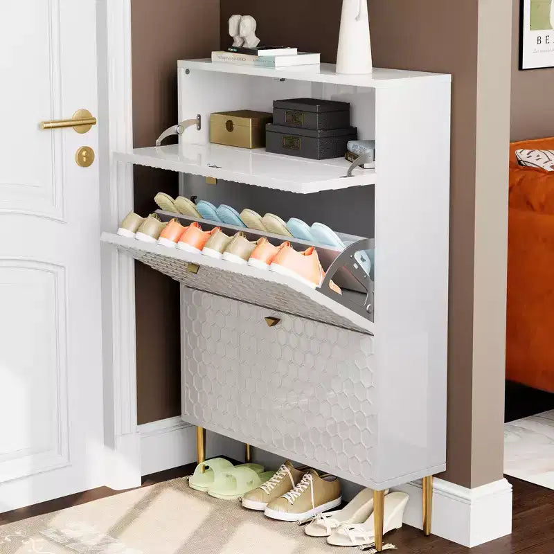 CLIHOME 24 Pair Entryway Shoe Storage Organizer Cabinet Flip Drawers Closet Shoe Rack Shelf Organizer