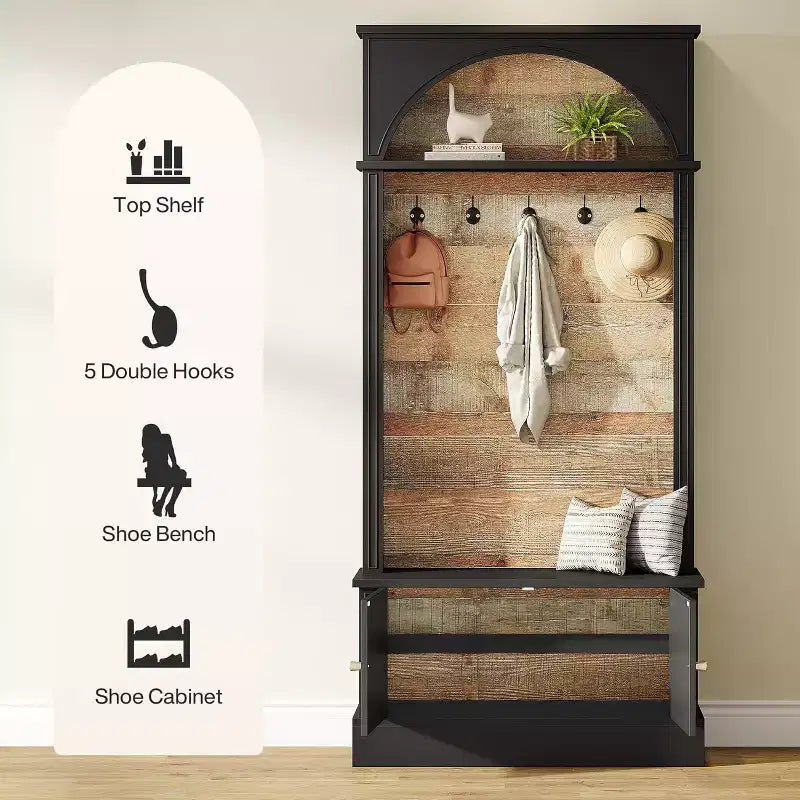 Lantine 70.86 Hall Tree with Bench, 4-in-1 Entryway Storage: Coat Rack, Shoe Shelf, Mudroom Bench for Hallway