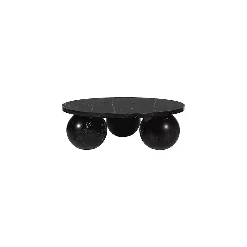 Round Marble Coffee Table with Sphere Legs, Multicolor, Seats 4鈥?