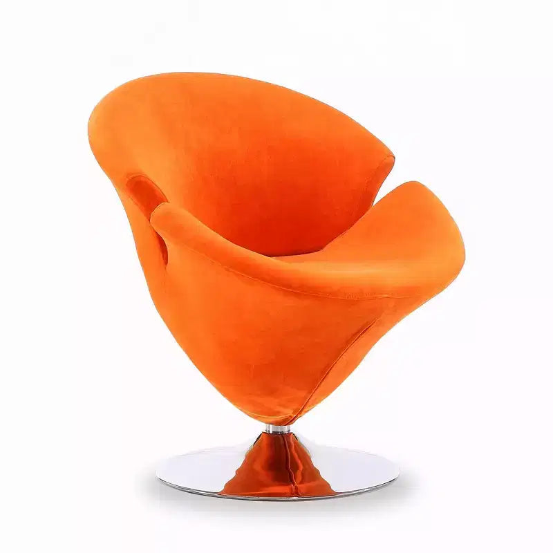 Manhattan Comfort Set of 4 Tulip Swivel Accent Chair Orange/Yellow: Velvet Upholstery, No Assembly Required