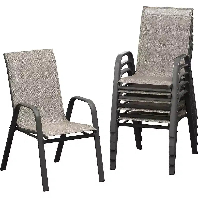 Chaises de patio, Lot de 4/6 chaises de salle à manger empilables d'extérieur en textilène léger résistant aux intempéries avec accoudoirs pour jardin, terrasse de piscine