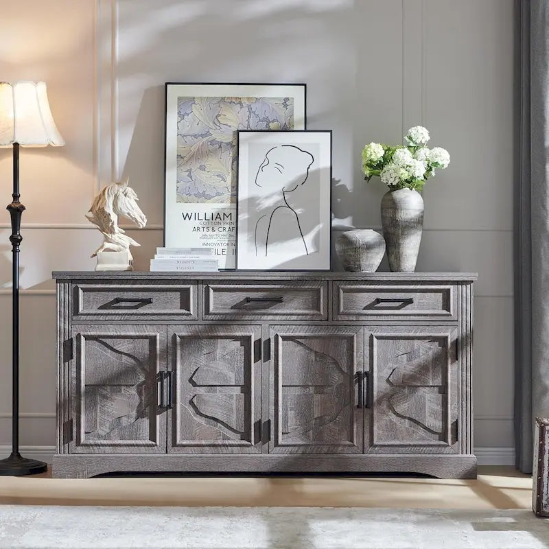 Farmhouse Buffet Sideboard Cabinet,Coffee Bar Wine Bar for Dining Room - N/A