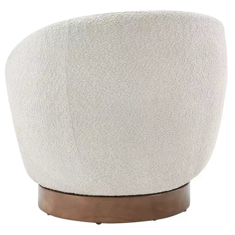 Spruce&Spring Upholstered Swivel Accent Barrel Chair with Wood Base