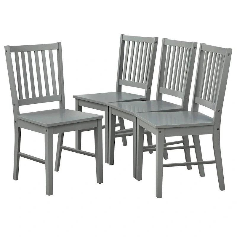 Set of 4 Solid Wood Slat-Back Dining Chairs, Sturdy Frame, Classic Design, Easy Assembly