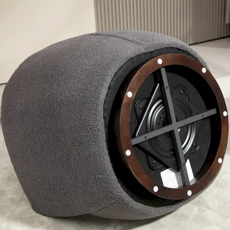 Upholstered Swivel Barrel Armchair with Storage Modern Living Room Side Chair for Bedroom/Office/Reading Spaces