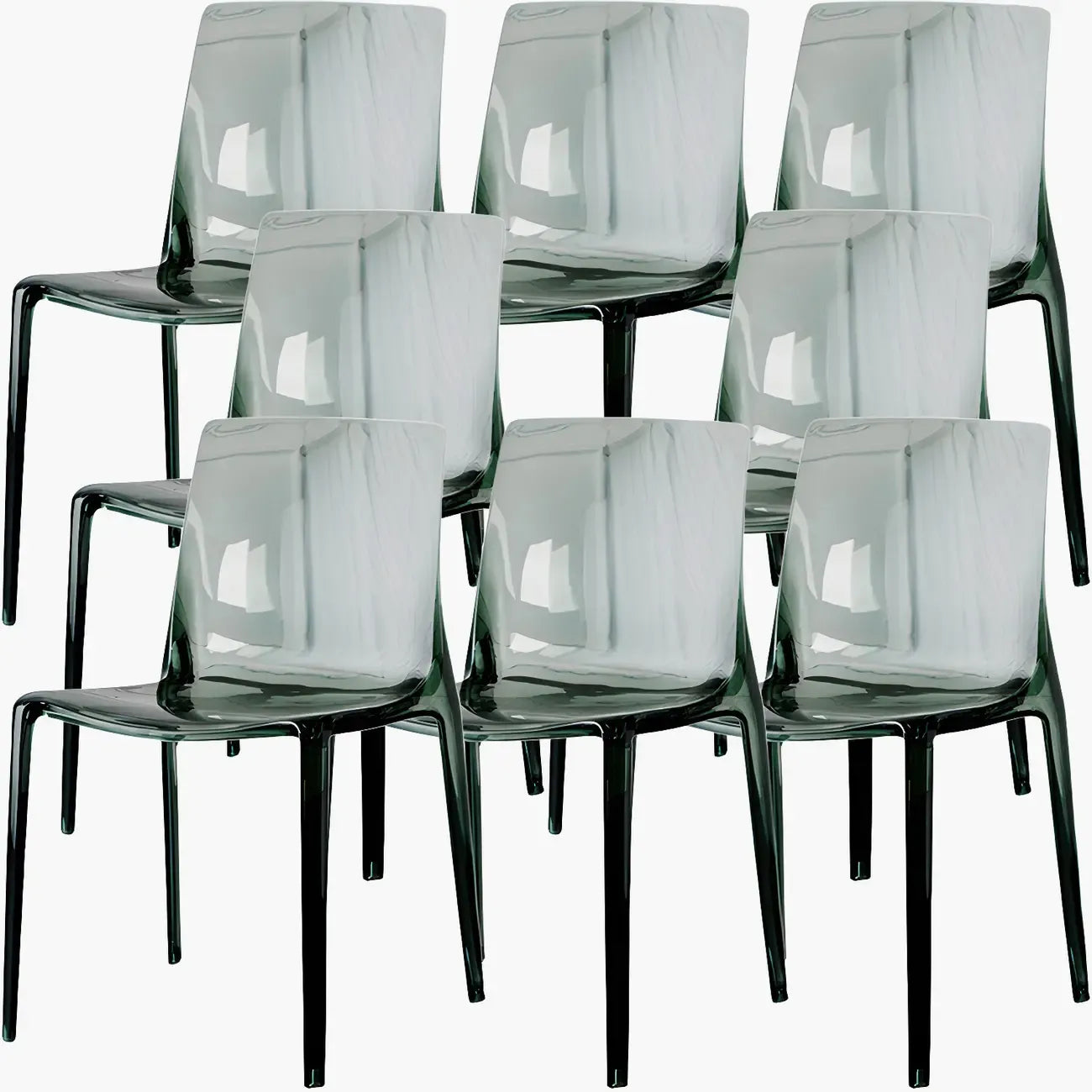 Chaise de salle à manger sans accoudoirs à dossier bas en acrylique ambre