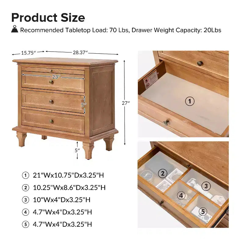 Giorgio 3 - Drawer end table with Built-In Outlets Set of 2|HULALA HOME