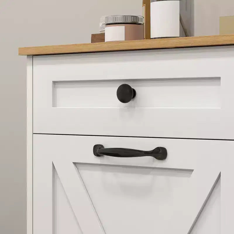 HOMCOM Tilt Out Laundry Hamper Cabinet Bathroom Storage Cabinet with 2 Removable Baskets and 2 Drawers