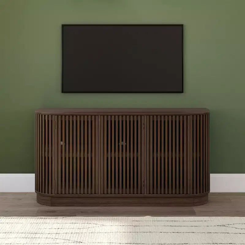 Plank+Beam Contour Solid Wood Sideboard with 3 Doors, 59 TV Stand for Living Room