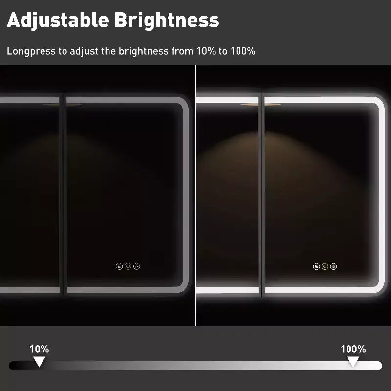 Black / White / Gold LED Medicine Cabinet, Single Door, Left or Right Hinge, Recessed or Wall-Mounted