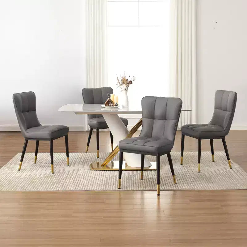 Bekrvio Lot de 6 chaises de salle à manger, modernes, rembourrées, en similicuir, avec haut dossier, pieds en métal, chaises de cuisine sans accoudoirs pour salon et salle à manger