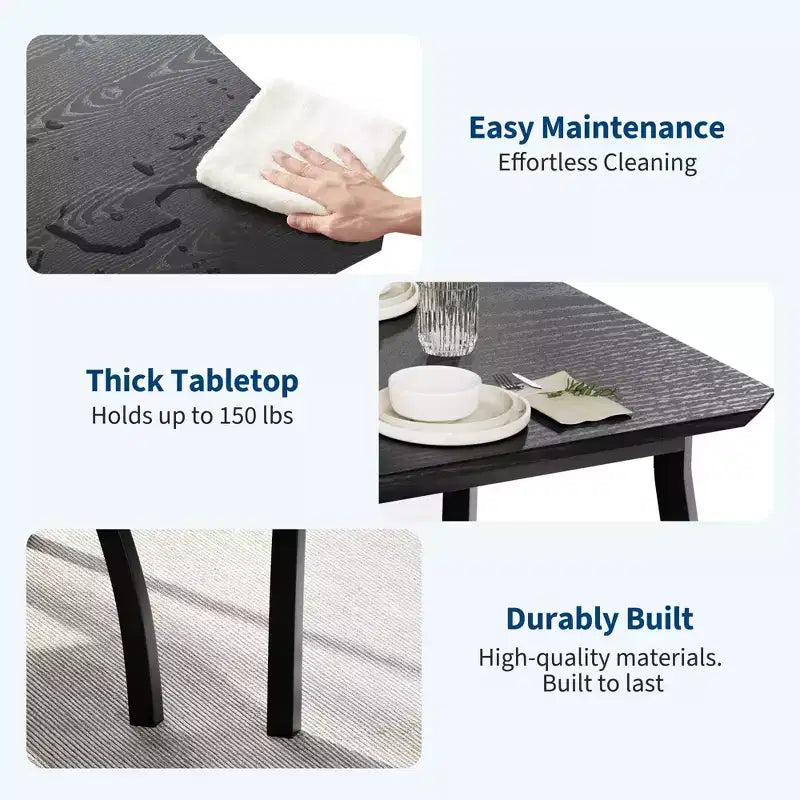 5 Piece Metal Frame Kitchen Table and Chair Set, with Chamfer Design