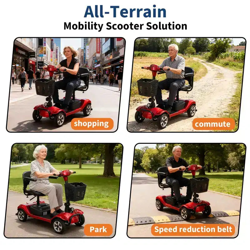 Foldable 4-Wheel Mobility Scooter for Adults, 330LBS Capacity, for Outdoor Use