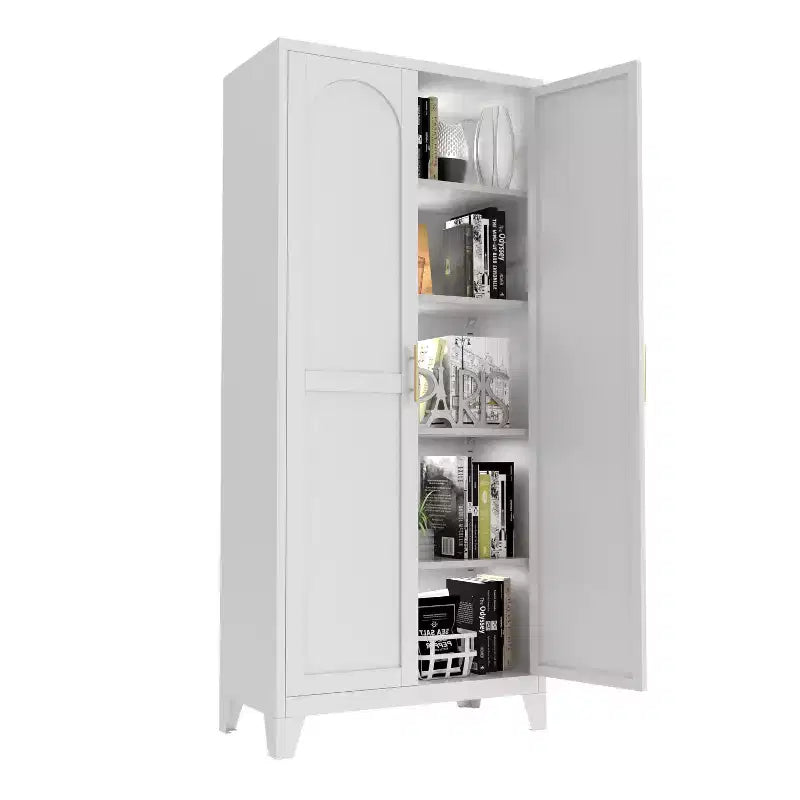 Homy Casa 4-Door Storage Cabinet with Cane Panels and Adjustable Shelves for Living Room, Dining Room, or Entryway, Black and Natural