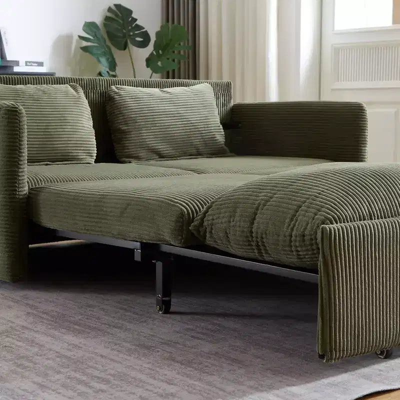 64.5 3-in-1 Convertible Corduroy Sleeper Sofa Bed with Pullout Bed