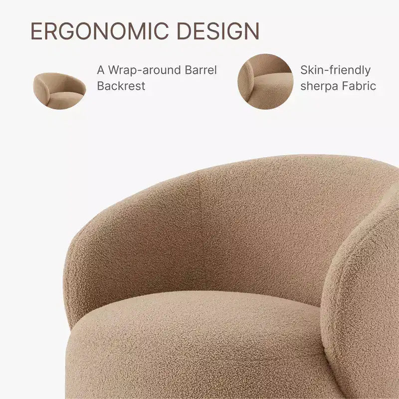 Spruce&Spring Upholstered Swivel Accent Barrel Chair with Wood Base